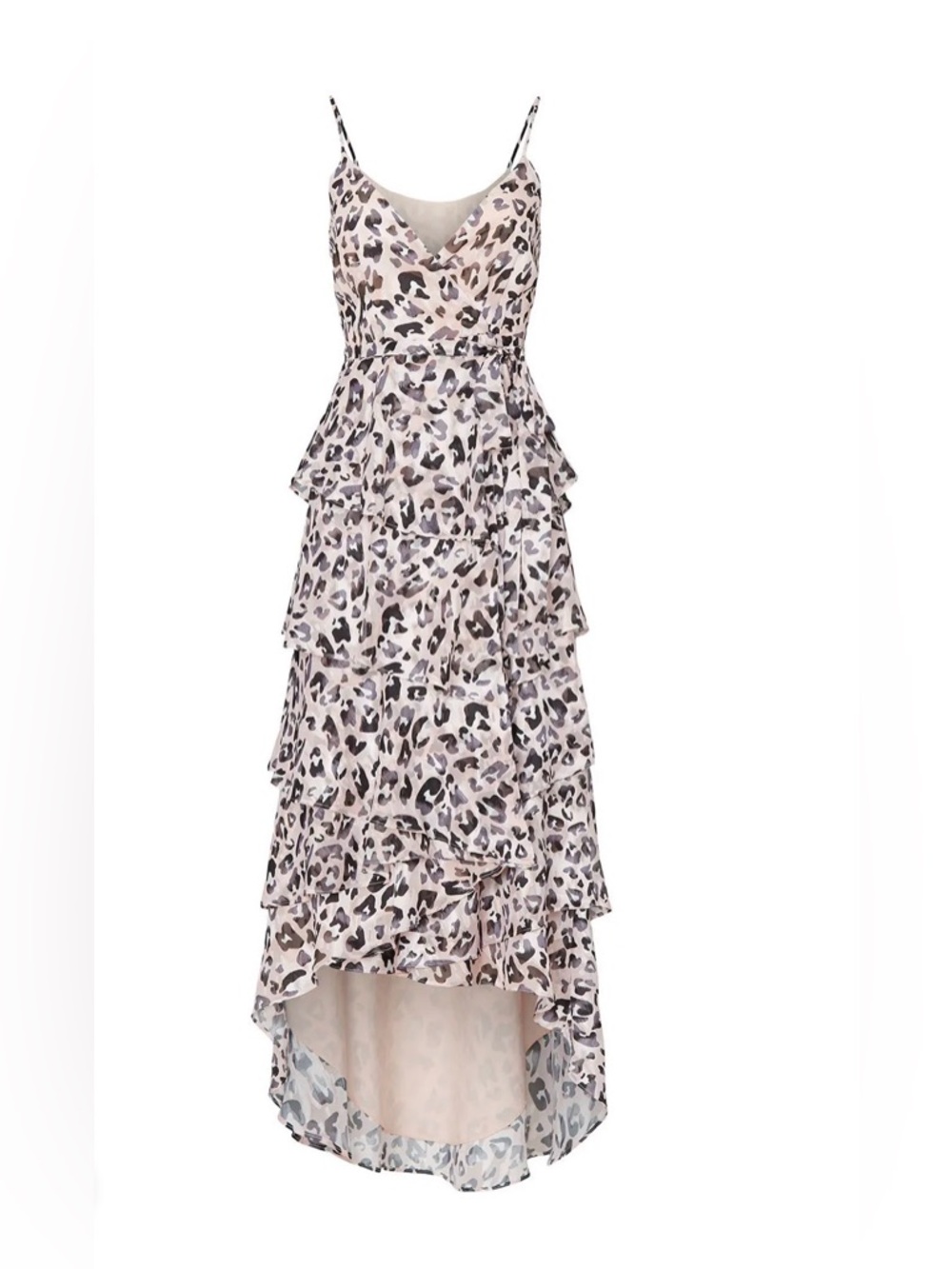 Anthropologie Hutch Elsa Dress Pink Leopard Print Ruffle Wrap Dress Size Large